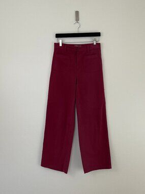 Madewell The Emmett Wide-Leg Pants Patch Pocket Edition in Claret Size 27